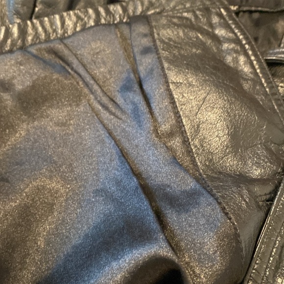 Wilsons black leather full front button up collard pocket leather jacket  large - Picture 9 of 13